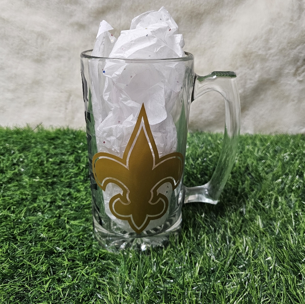 Glass Mug with Gold Fleur-de-Lis